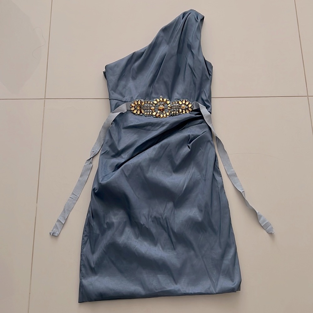 Badgley mischka collection blue cocktail dress